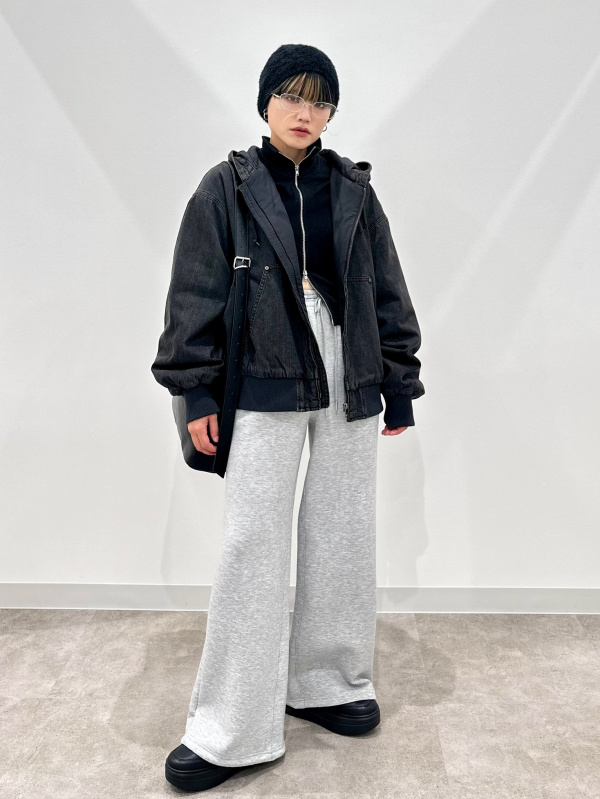 An outfit using Ribbed Double-Zip Cardigan and Denim Padded Zip Up