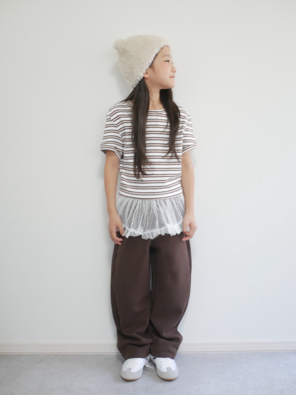 リブマルチボーダーミニT（レディース）の着用コーディネート