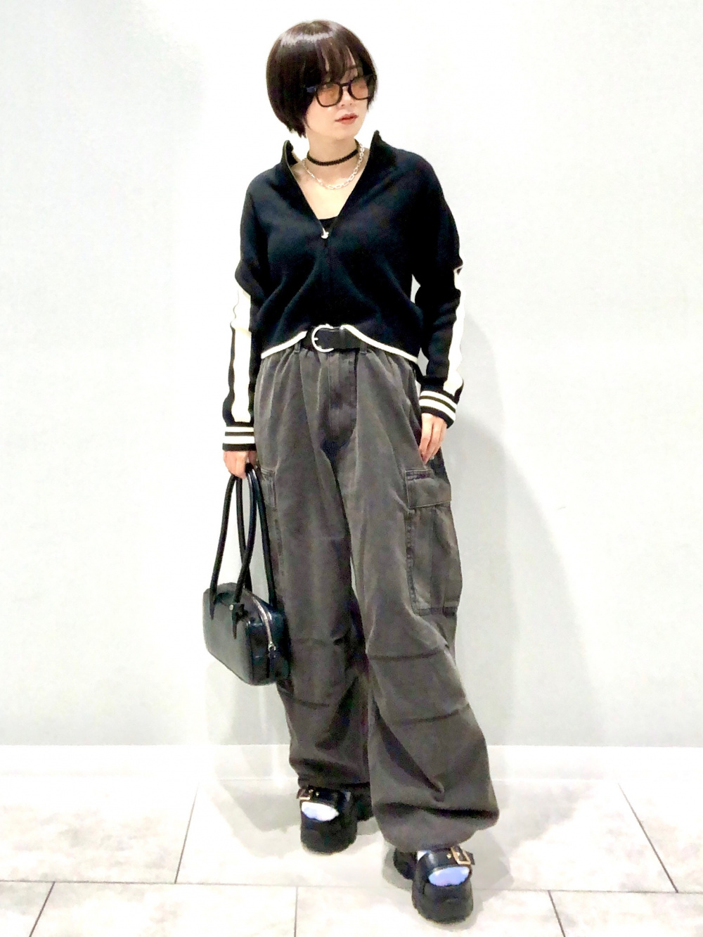 デニムフーディブルゾンNT+E、ウォッシュドリブクロップドT(長袖)」の