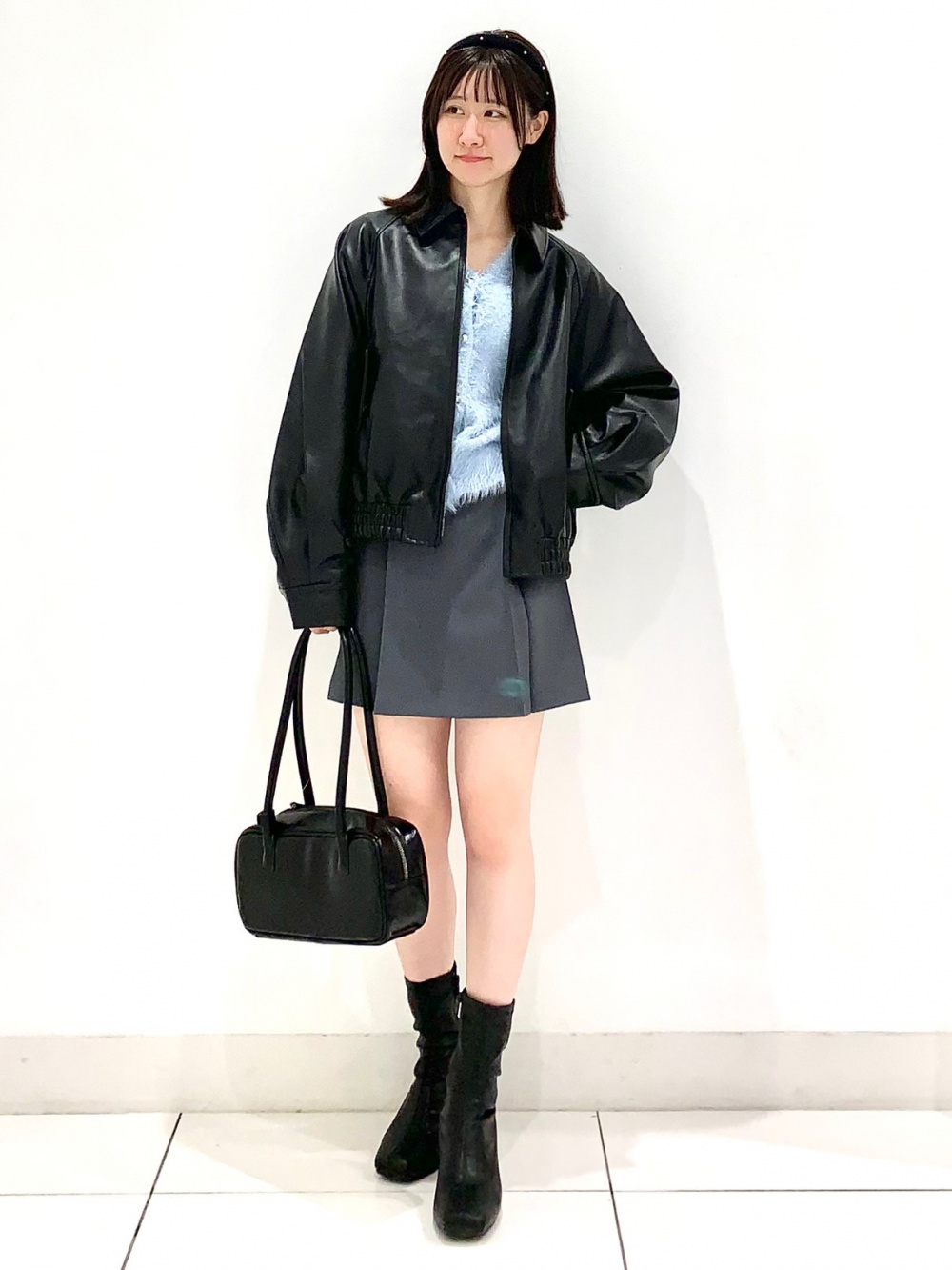 Faux Leather Harrington Jacket、Sweatshirt/Logo」| GU的穿搭理念