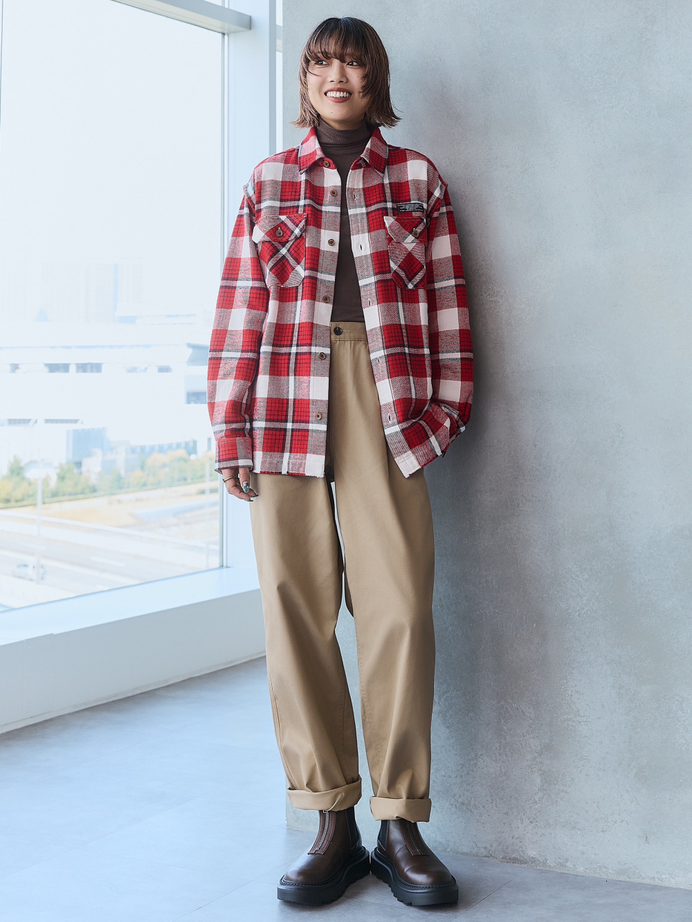 ウォームリブタートルネックT(長袖)、ヘビーフランネルシャツ