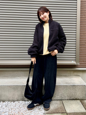 GU ジーユー　ボアブルゾン　黒　ジップアップ GU ジーユー ボアブルゾン 黒 ジップアップ GU公式 | ボアフルジップ