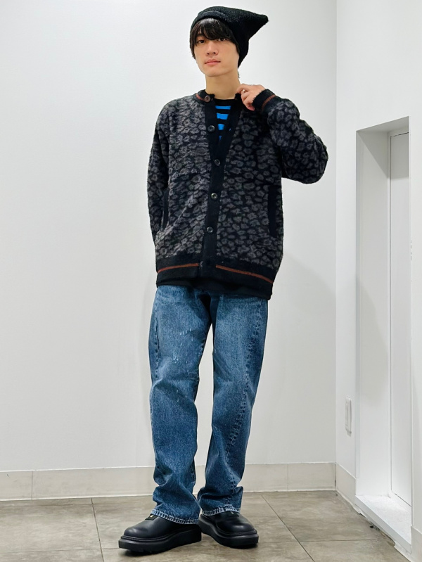 シャギークルーネックカーディガン UNDERCOVER（メンズ）の着用