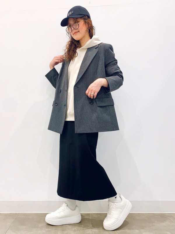 ダブルブレストチェックジャケット」のレディースのコーディネート一覧