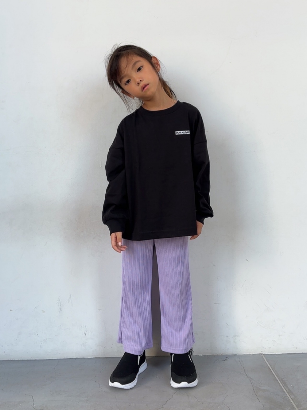 KIDS(男女兼用) コットンワンポイントT(長袖)、GIRLSリブプルオン