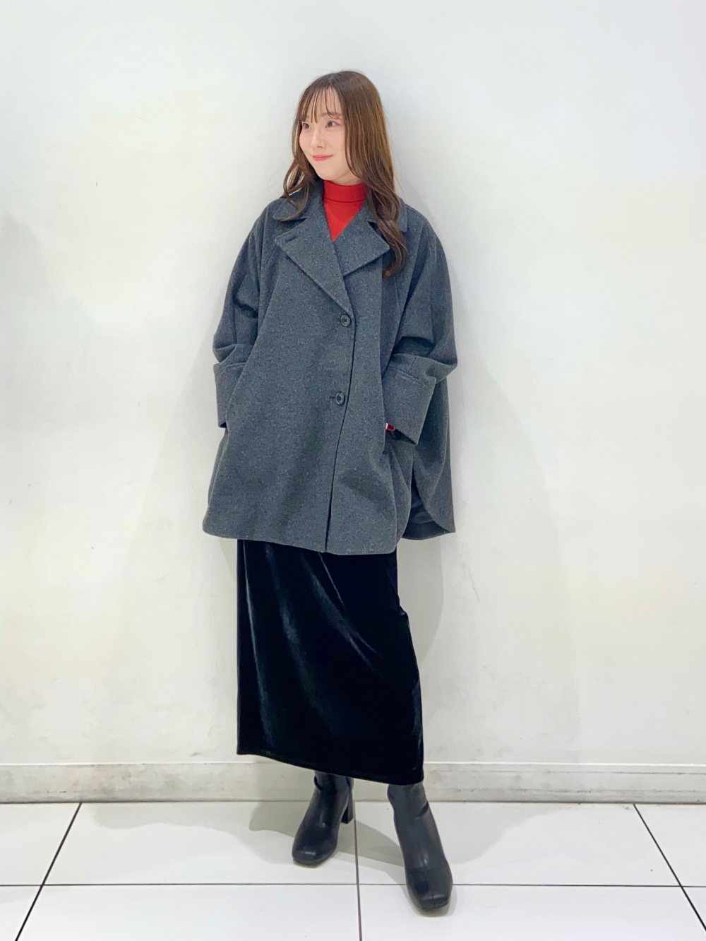 ウォームリブタートルネックT(長袖)、コージーメルトンケープコートZ+E