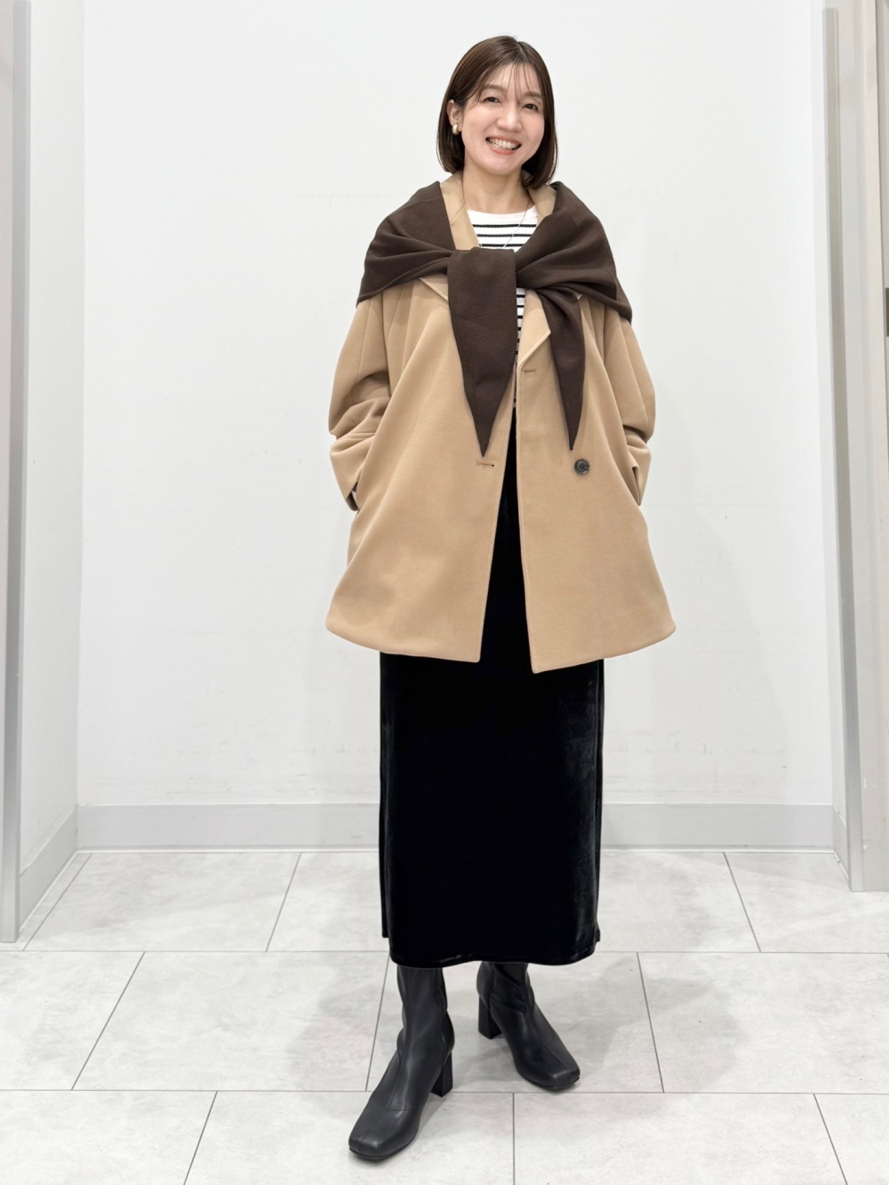 コージーメルトンケープコートZ+E」の着用コーディネート| ジーユー
