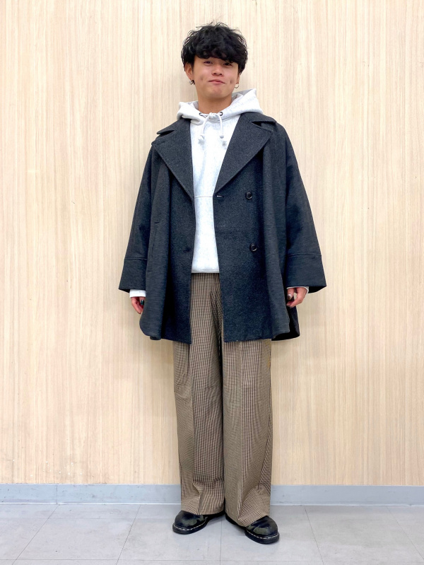 GU】コージーメルトンケープコート M DARK GRAY GU コージーメルトン