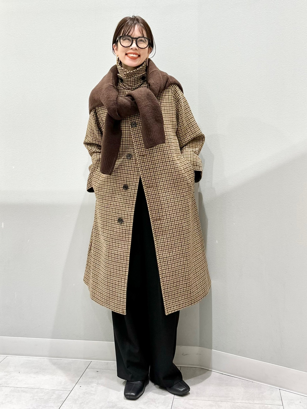 リブポロセーター(7分袖) by rokh、タックワイドパンツ(丈標準70.0