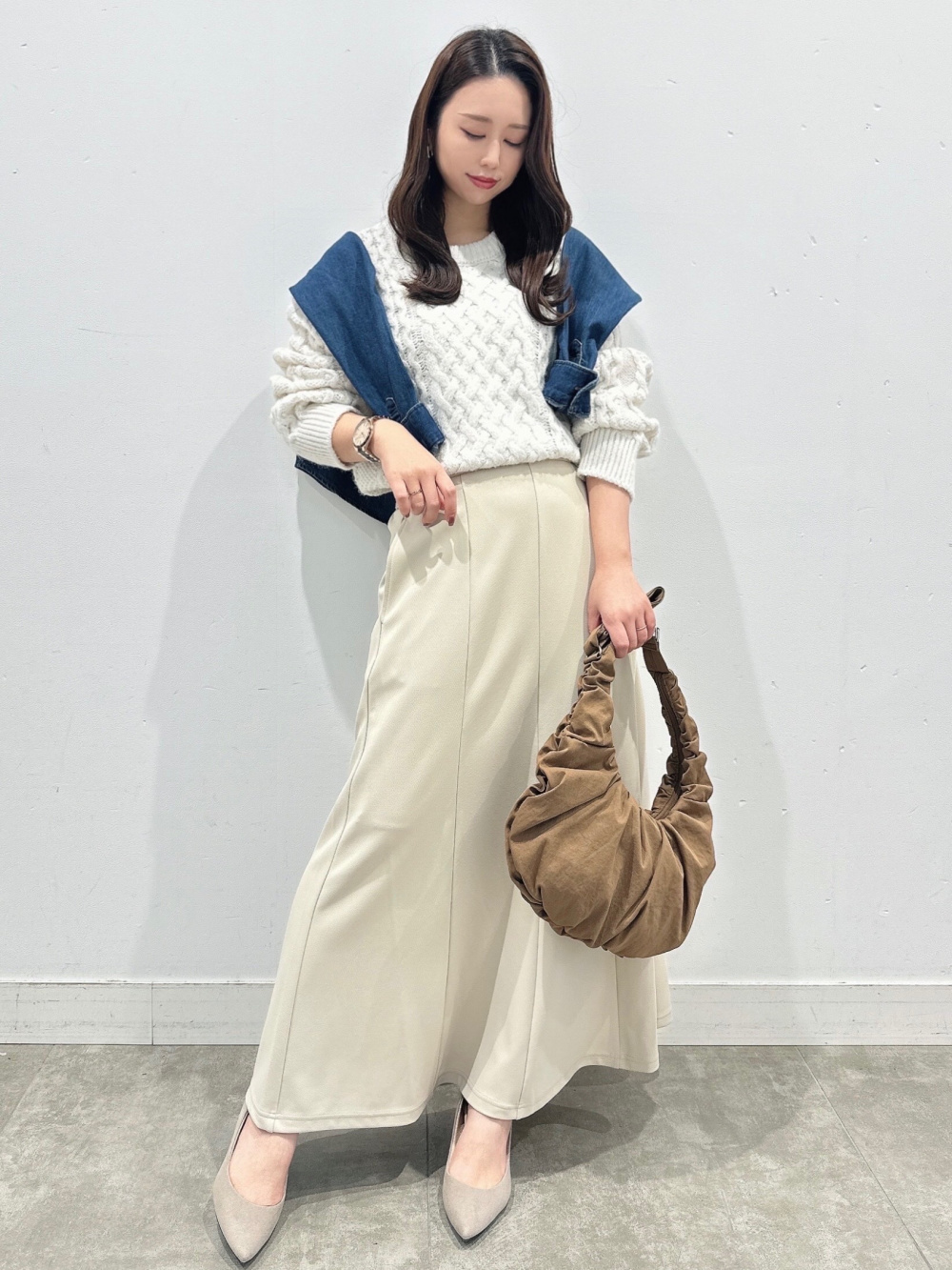Cable Crew Neck Knitted Pullover、Ribbed Knitted Striped Button
