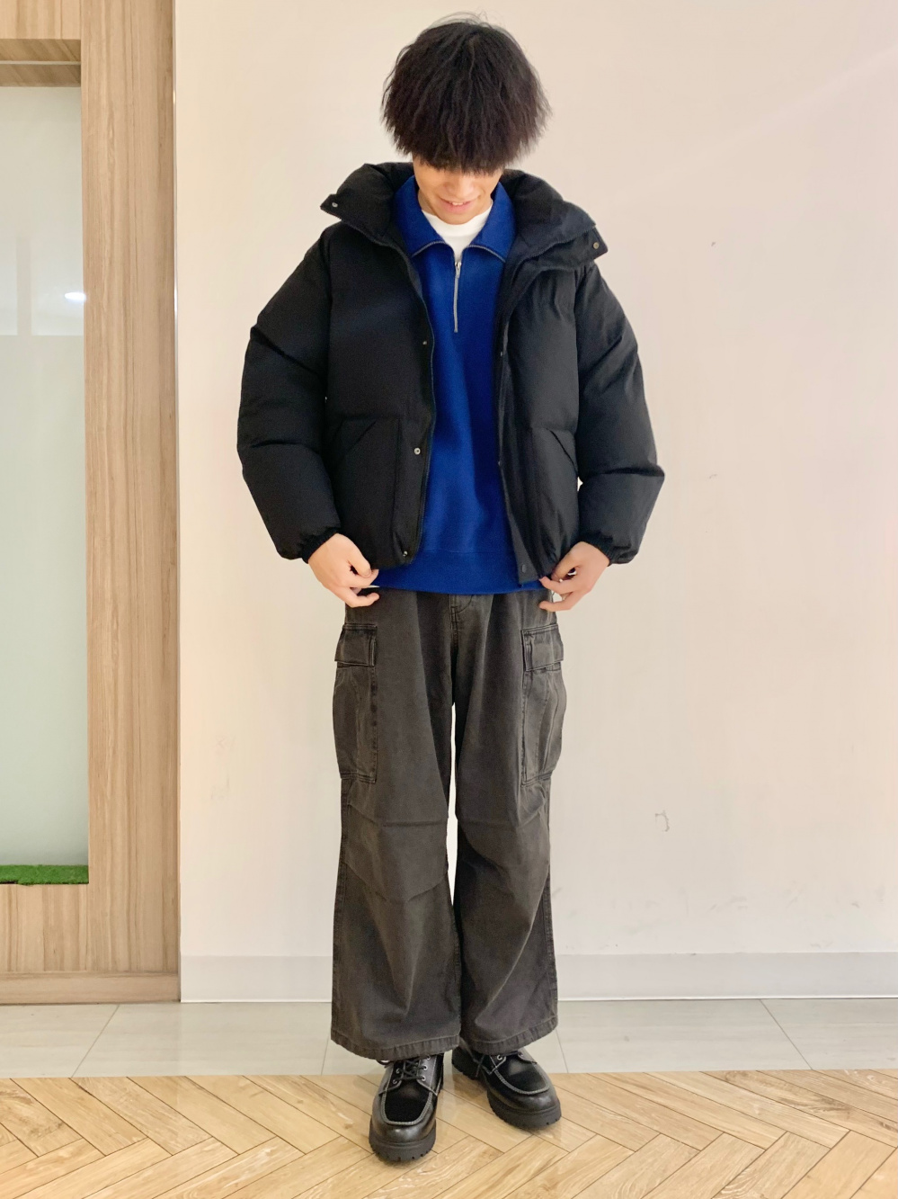 トップス qib Check styling ideas for「Half-Zip Jacket、Soft Cottoncrew Neck T