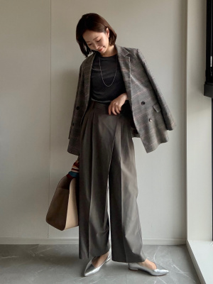 GU公式 | ダブルブレストテーラードジャケット(チェック)(セットアップ