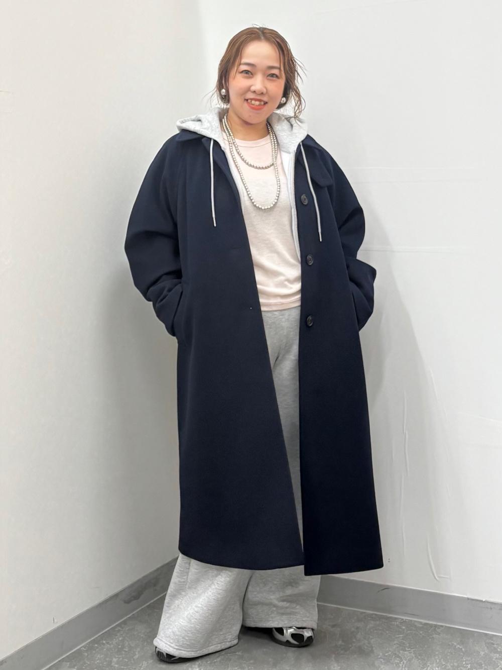 GU コージーメルトンバルマカーンコート丈標準　ネイビー　M コージーメルトンバルマカーンコート(丈標準108.0～115.0cm