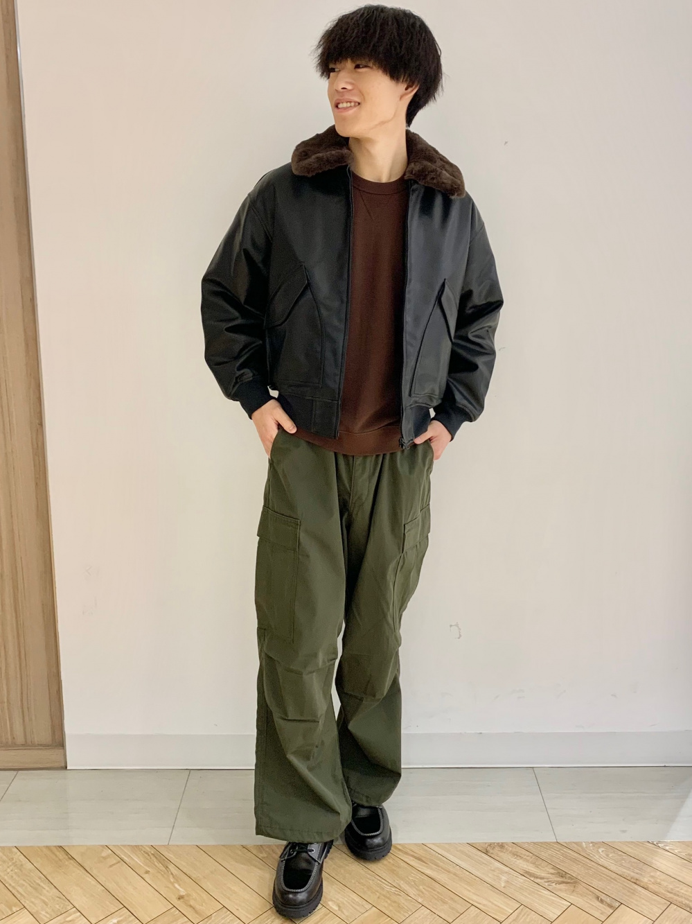 【Mサイズ】GU ウォームパデッドフライトジャケット ブラック Men's WARM PADDED Flight Jacket | GU US