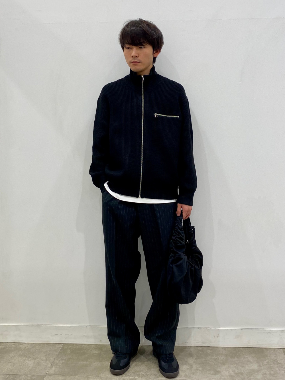 ソフトコットンクルーネックT(長袖)、アゼフルジップニットジャケット