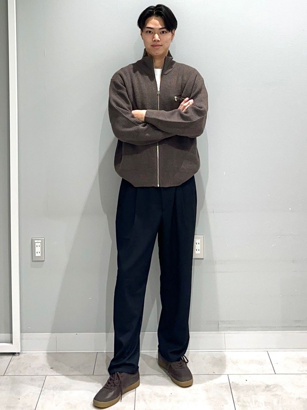 GU アゼフルジップニットジャケットXLサイズ新品 ソフトコットンクルーネックT(長袖)、アゼフルジップニットジャケット