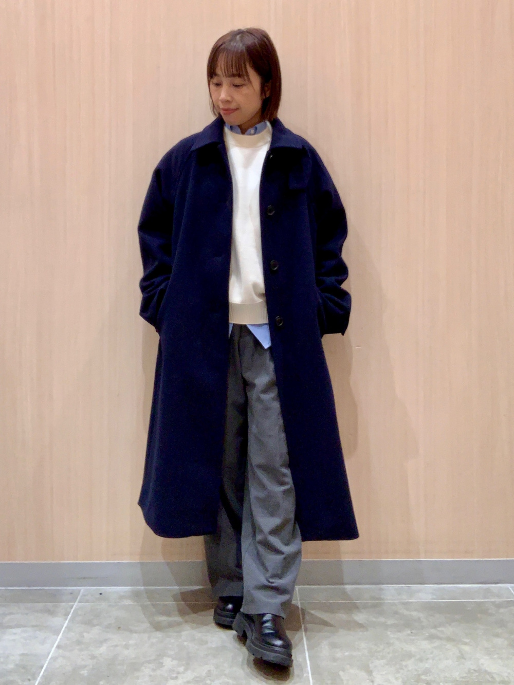 GU コージーメルトンバルマカーンコート丈標準　ネイビー　M コージーメルトンバルマカーンコート(丈標準108.0～115.0cm