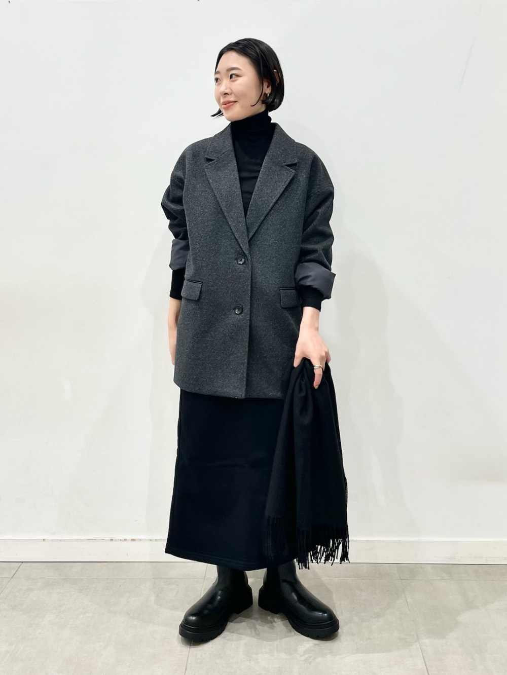 コージーメルトンハーフコート」の着用コーディネート| ジーユー