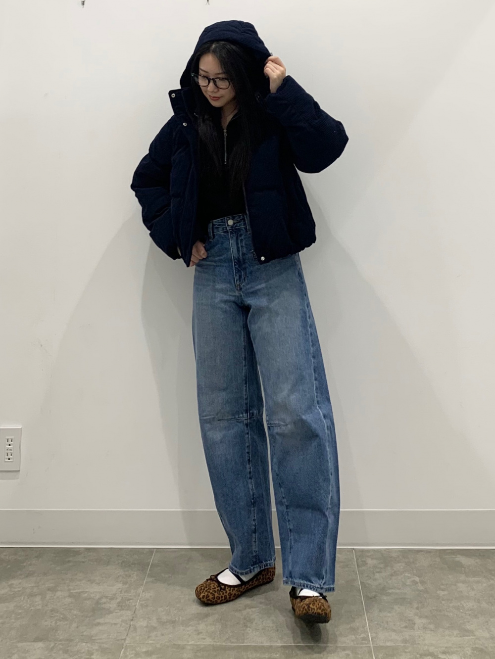 ヘビーウェイトスウェットハーフジッププルオーバー、フェイクレザー