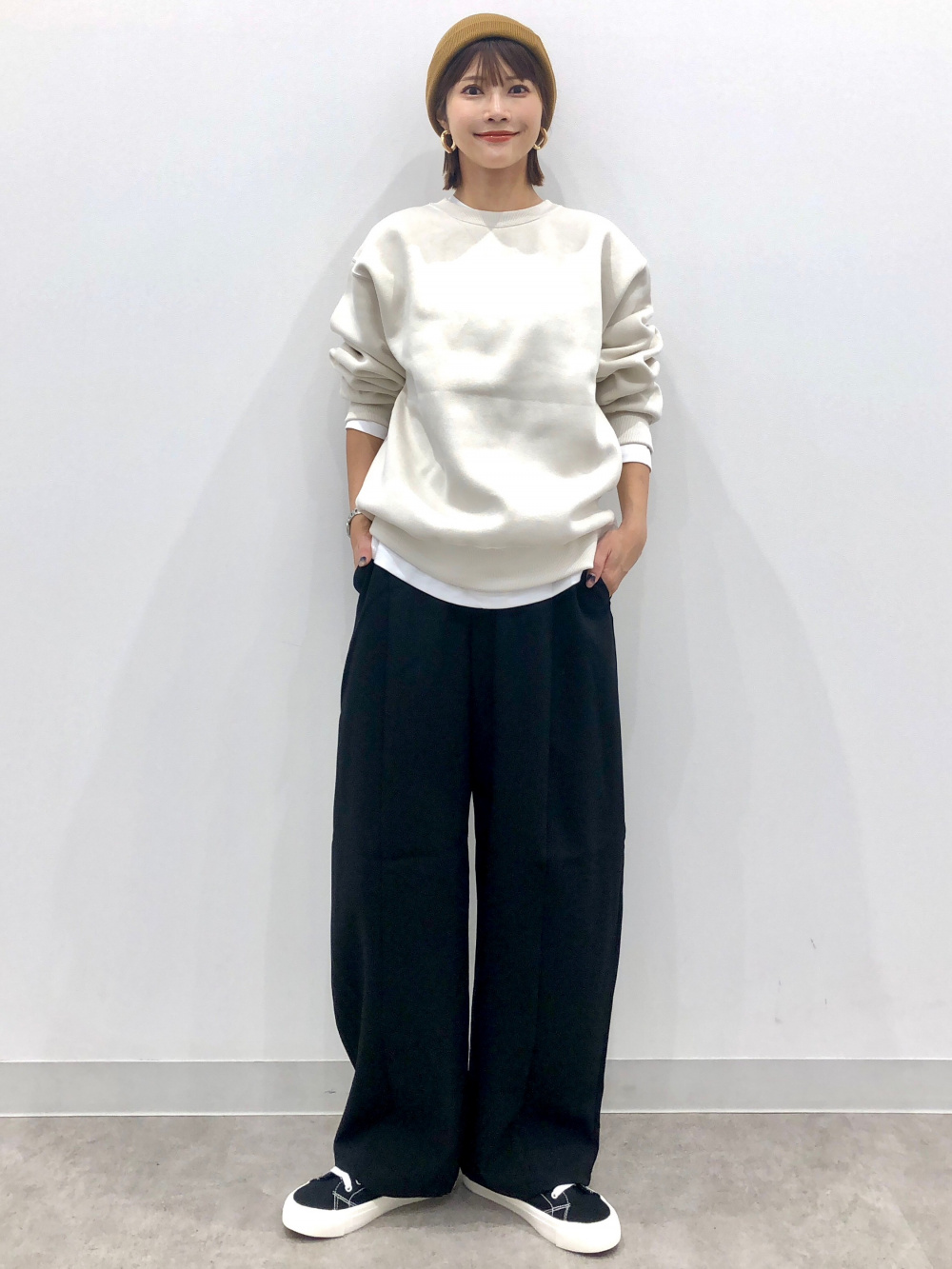 スウェットジョガーパンツ、ウォッシュドワッフルボクシーT(5分袖