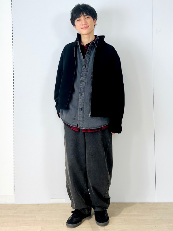 An outfit using COZY MELTON Stand Zip Up Jacket and Heavy Weight