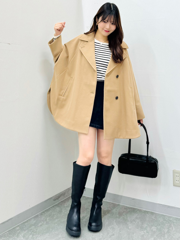 コージーメルトンケープコートZ+E（レディース）の着用コーディネート