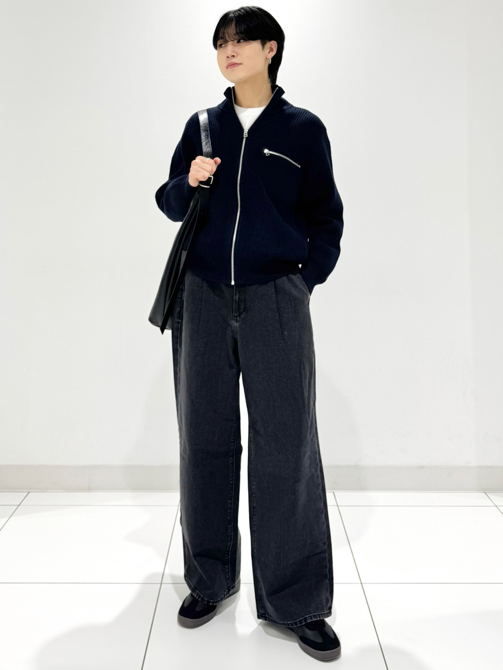 アゼフルジップニットジャケット」の着用コーディネート| ジーユー