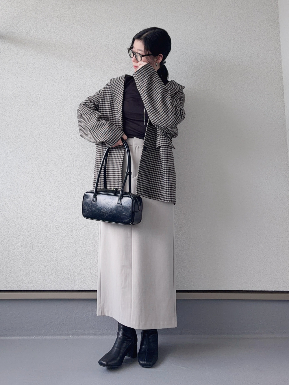 C6862 ジップカーディガン×スカートコーデ ✿ casual pink ✿ ⁡ フロントZIPのカジュアルなカーディガンは ピンク