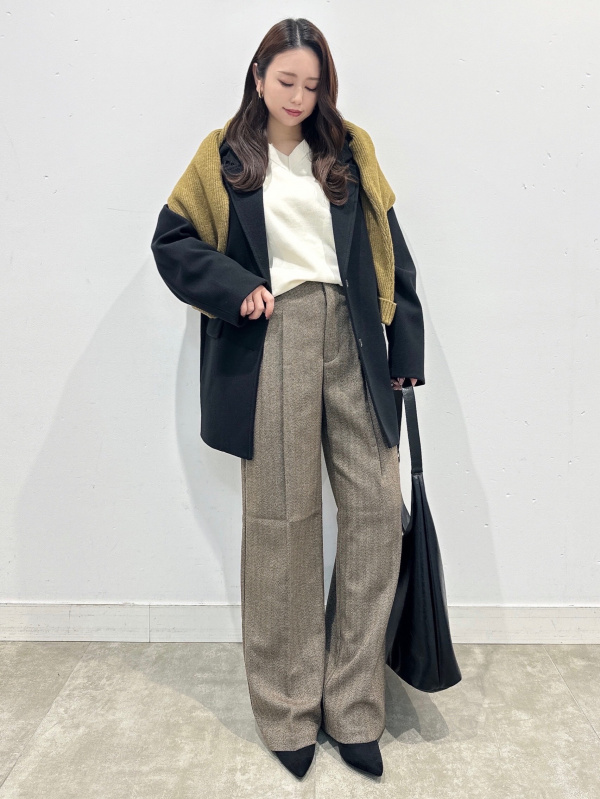 ヘリンボーンハイウエストパンツZ+E（レディース）の着用