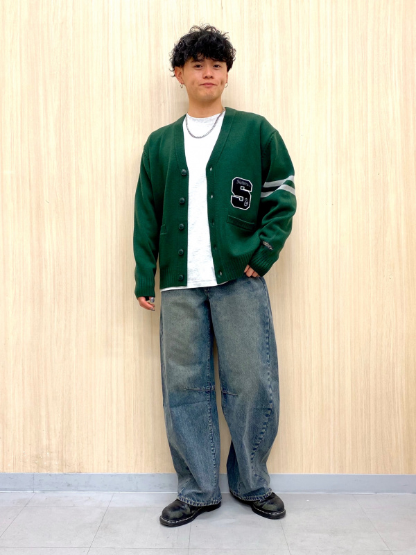 An outfit using Denim Padded Zip Up Parka and Cotton Color Ribbed