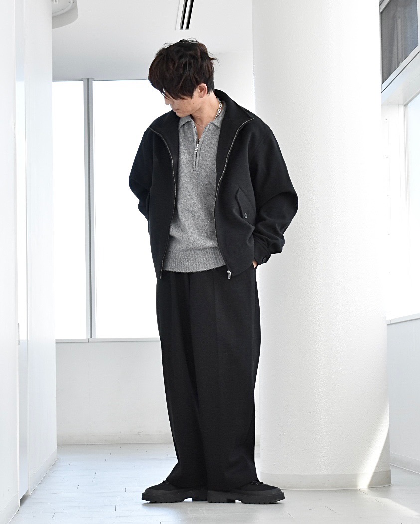 ジーユー GU ブルゾンジャケット　ワイドスラックス　上下セットアップ　新品 コージーメルトンスタンドジップアップジャケット、ワイドスラックス