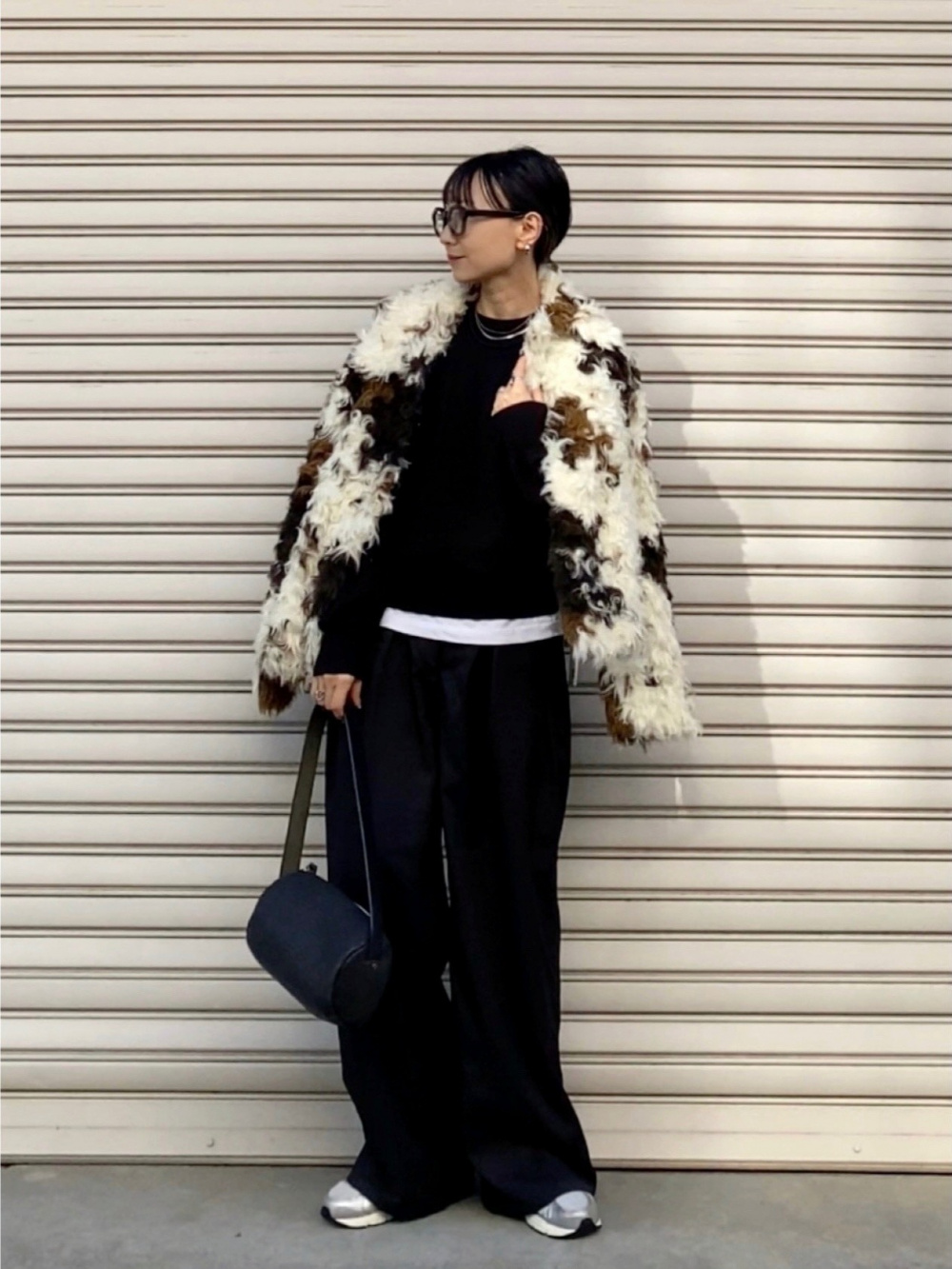 ソフトコットンクルーネックT(長袖)、タックワイドパンツ(丈標準70.0