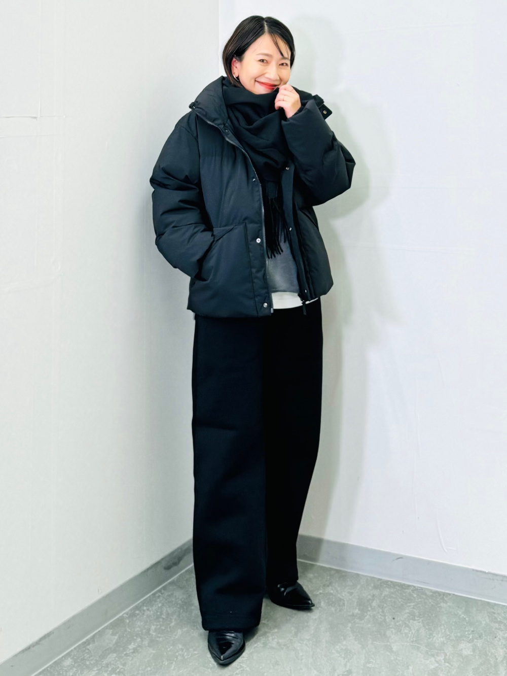 ソフトコットンクルーネックT(長袖)、タックワイドパンツ(丈標準70.0