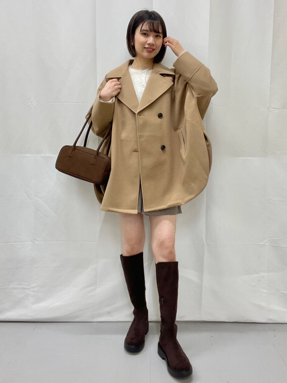 コージーメルトンケープコートZ+E」の着用コーディネート| ジーユー