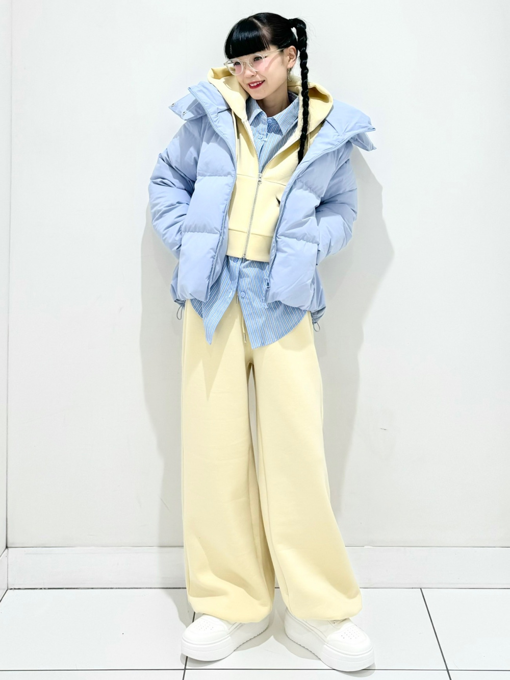 コットンブレンドクロップドバイカラータンクトップ(ドライ)、フロント