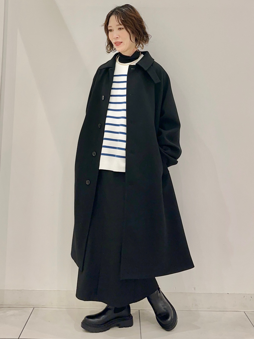 コージーメルトンケープコートZ+E、ソフトシアーハイネックT(長袖)+E