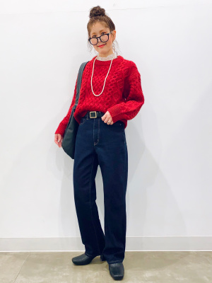 GU公式 | ケーブルクルーネックニットプルオーバー