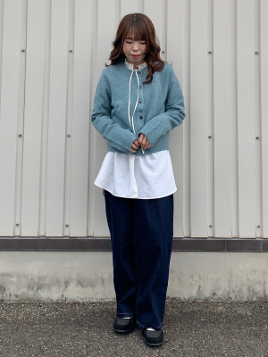 GU公式 | GIRLSデニムツータックワイドパンツJR