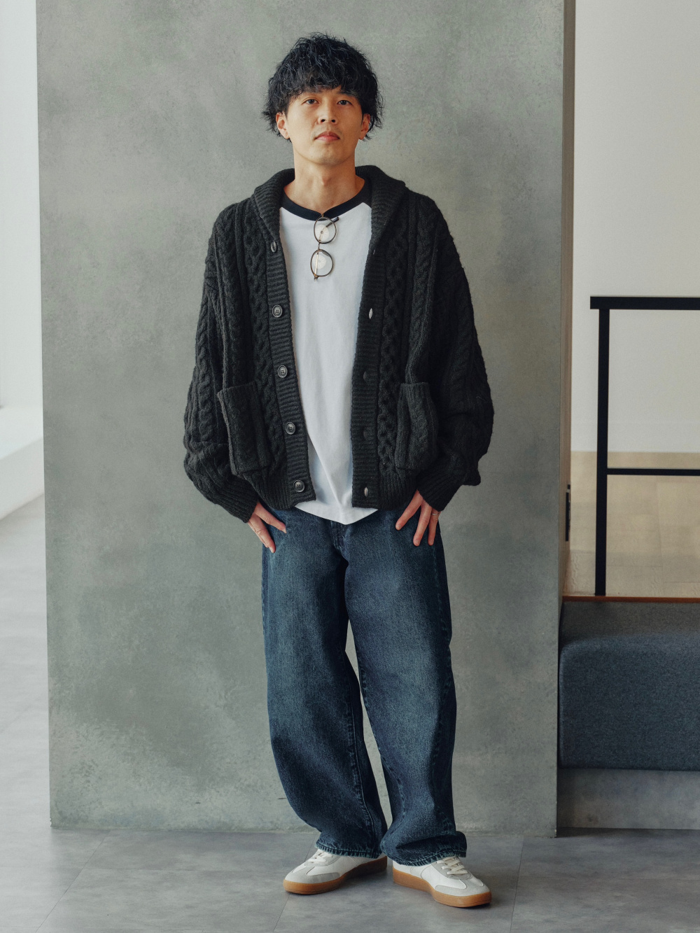 ケーブルショールカラーカーディガン ENGINEERED GARMENTS