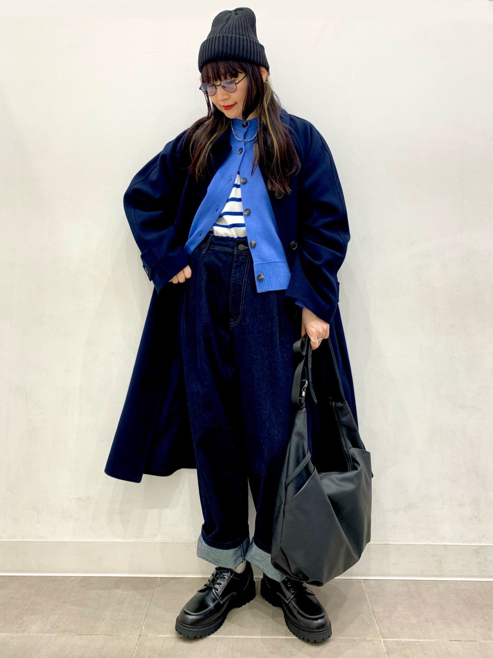 バルマカーンAラインハーフコートLサイズ　【NAVY 】 GUで見つけた神シルエットのハーフコートは着るだけでスタイルアップ