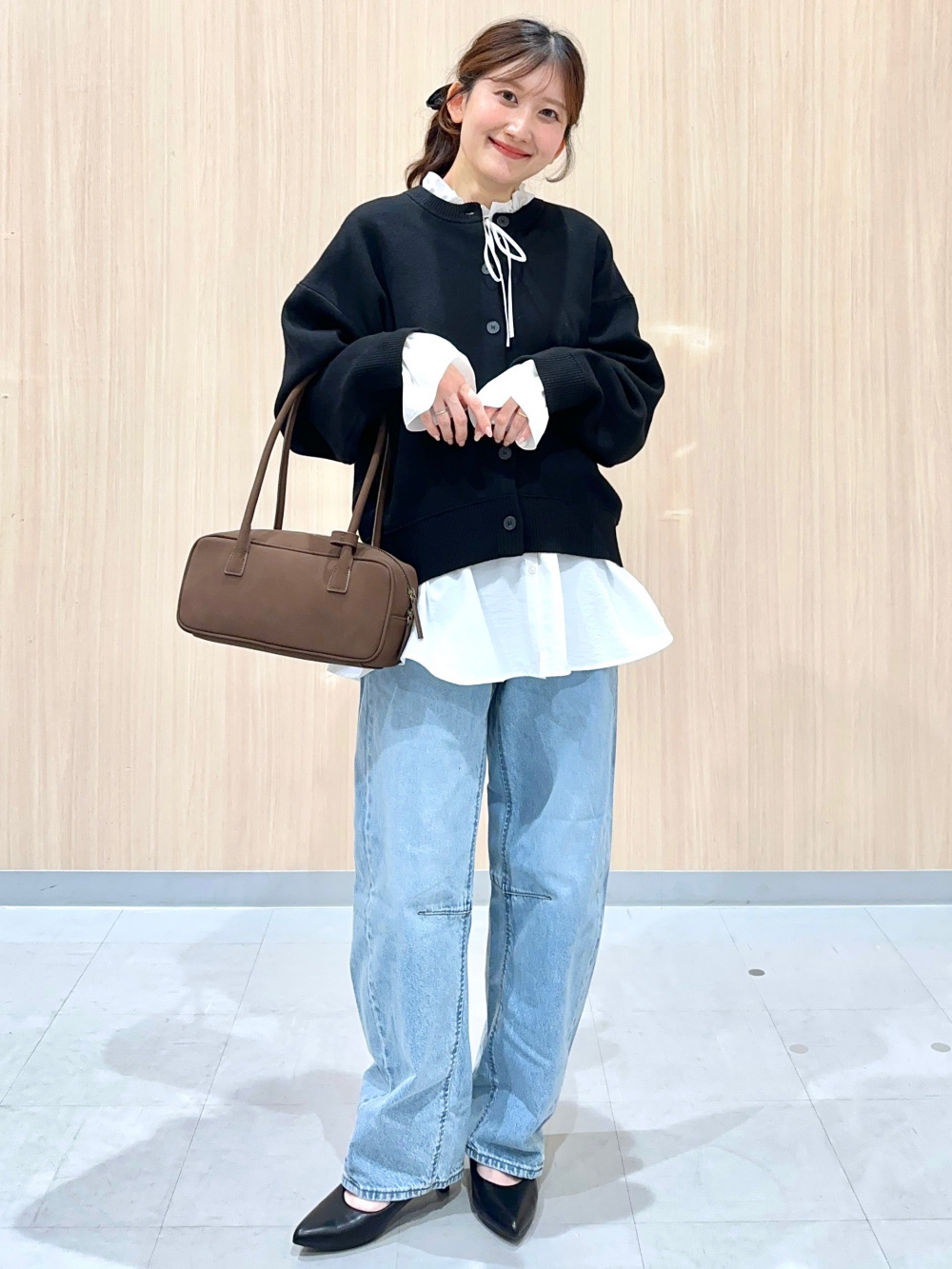 コージーメルトンケープコートZ+E、オーバーサイズVネックニットプル