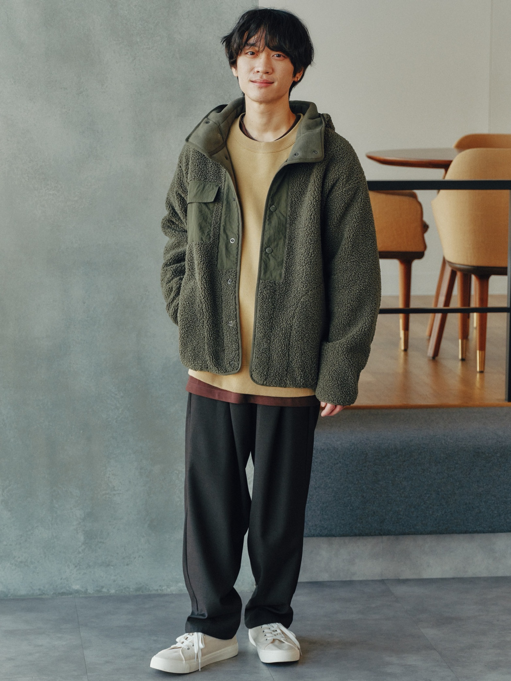 ヘビーウェイトスウェットプルオーバー、ボアフリーススナップパーカ