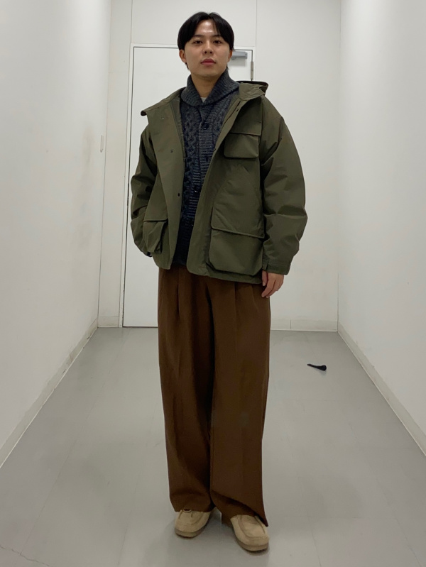 ソフトコットンクルーネックT(長袖)、パデッドシェルパーカ ENGINEERED