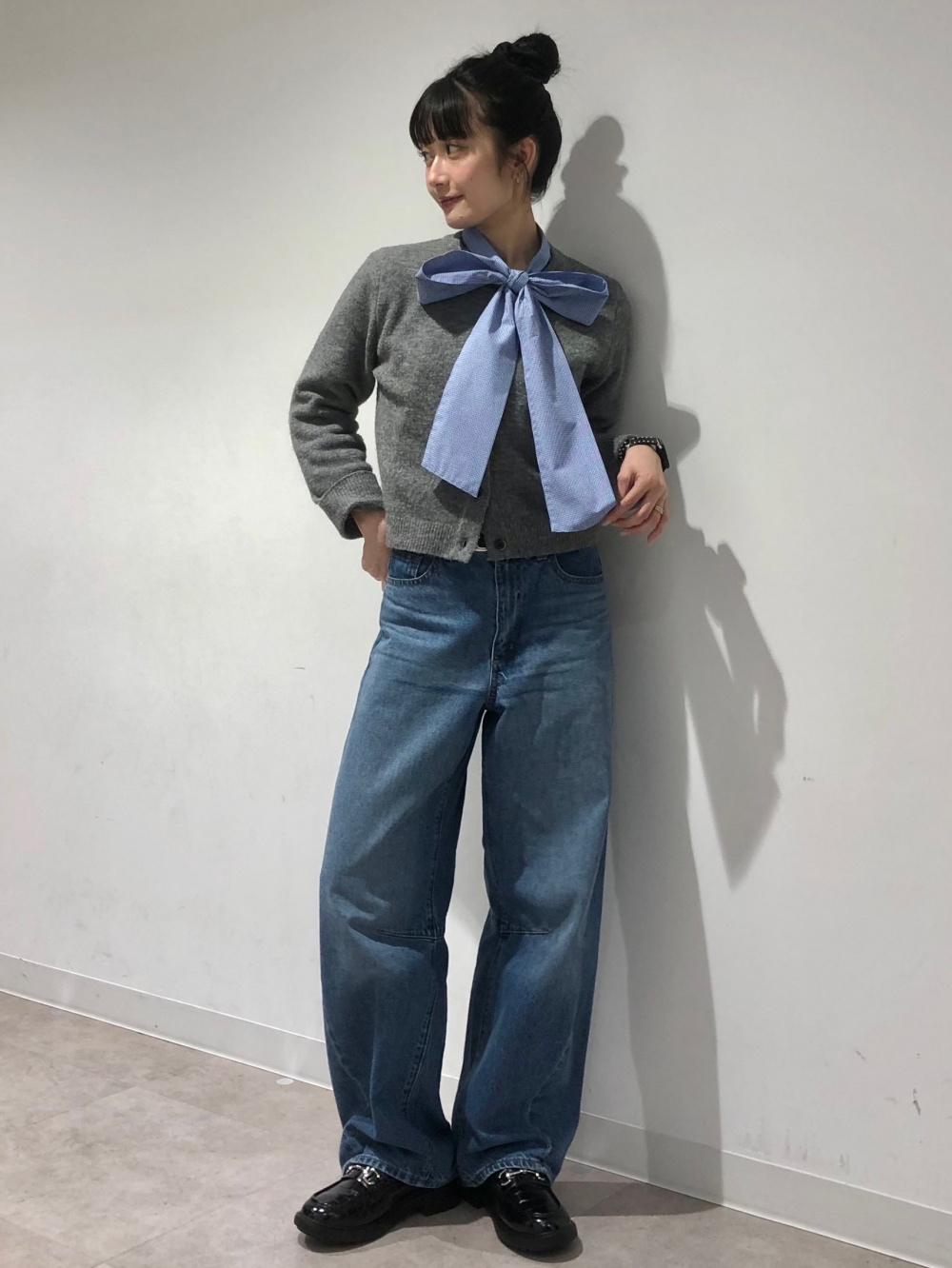 デニムジップアップブルゾン(セットアップ可能)、ストレッチリブ