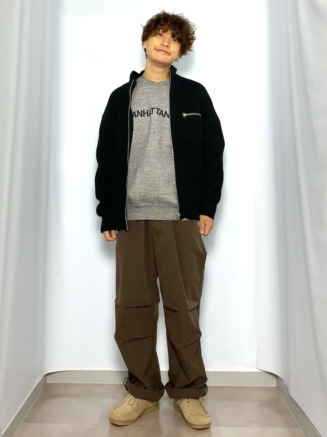 Rib Stitched Full-Zip Knitted Jacket、Heavy Weight Sweatshirt