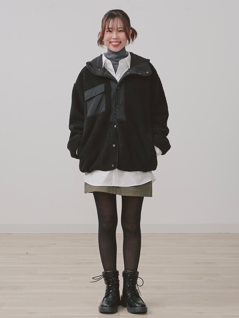 ウォームリブタートルネックT(長袖)、ボアフリーススナップパーカ