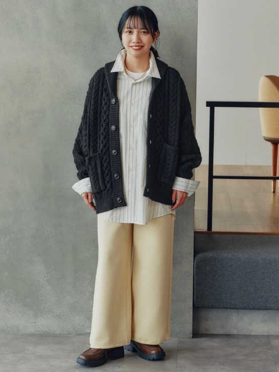 ケーブルショールカラーカーディガン ENGINEERED GARMENTS、イージー