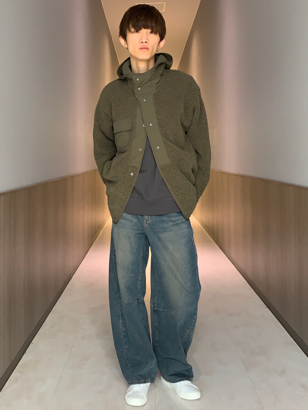 ヘビーウェイトスウェットプルオーバー、ボアフリーススナップパーカ