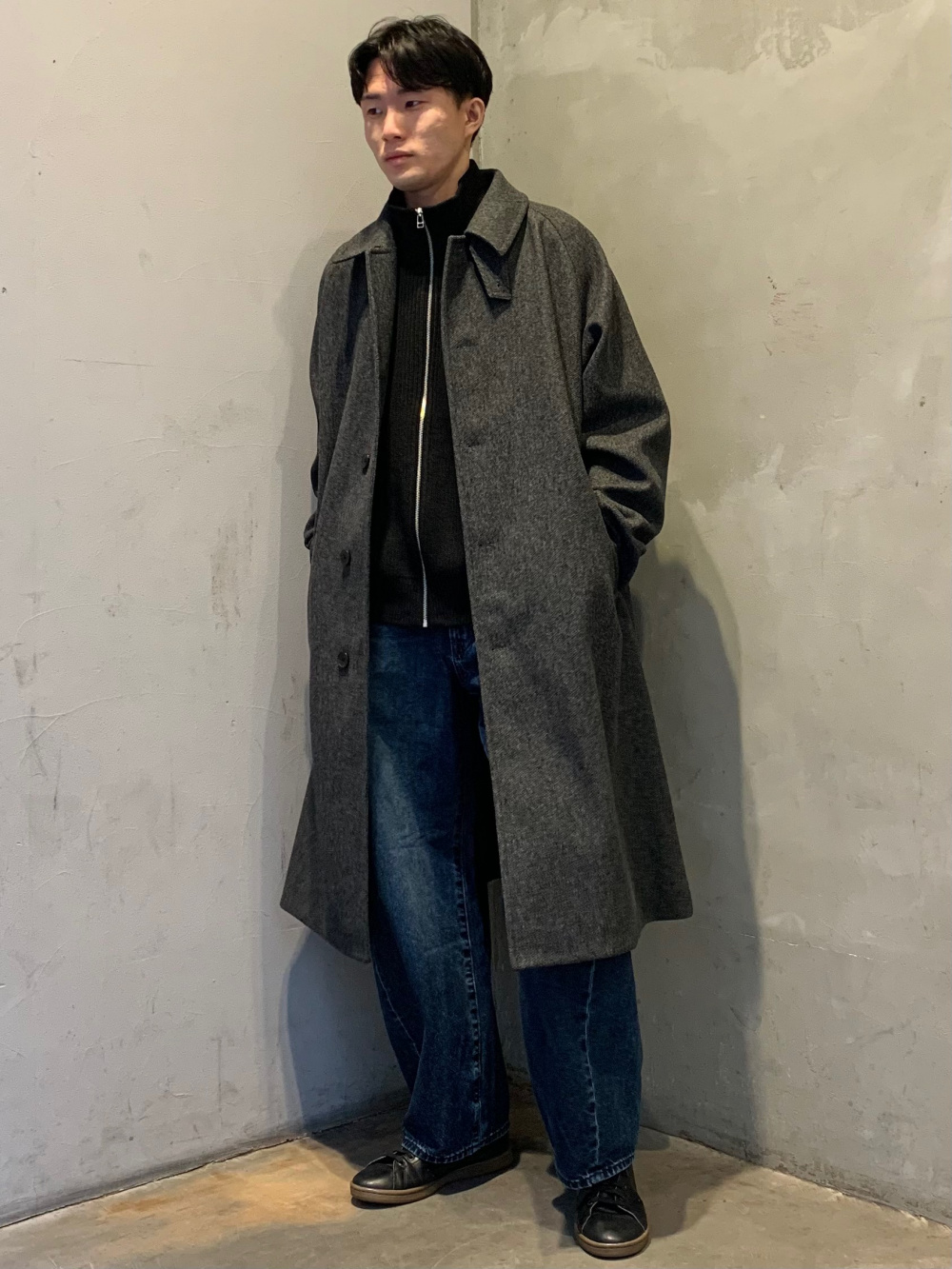 フェイクレザーハリントンジャケット、ブロードオーバーサイズシャツ(5