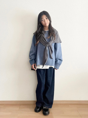 ❣️Asu❣️80〜90サイズ　夏〜冬まとめ売り GU公式 | GIRLSライトデニムプルオンワイドパンツ